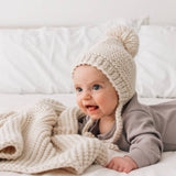 Natural Garter Stitch Knit Bonnet by The Honey and Bro Co. - Back View