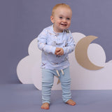 Baby Blue Organic Cotton Rib Pants - Front View