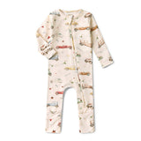 Vintage Cars snugglesuit back view showing foldover feet