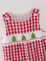 Boys Smocked Romper with Embroidered Tree | Classic Boutique Outfit by Rylee Faith Designs - Lifestyle View
