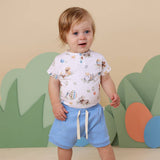 Close-up of Flopsy Bunnies bunny print on organic cotton fabric