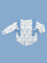 Baby Blue Bow Printed Bubble by The Honey and Bro Co. - Detail View
