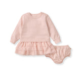 Organic Girl Sweatshirt Dress | Pink Ruffle by The Honey and Bro Co. - Back View