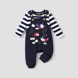 Baby Boy Airplane Print Suspender Shorts Set - Back View