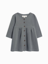 Arden Waffle Knit Button Front Dress | Purple by Colored Organics - Side View