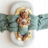 Sunny Citrus Organic Cotton Frill Bodysuit - On Baby Front