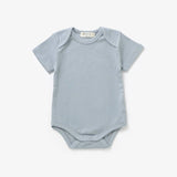 Organic Cotton Bodysuit - The Bobbi | Dusty Blue - Front View - Mimi & Me Organic Baby Clothing