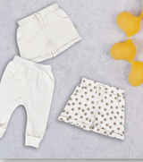 Baby Kid Organic Shorts Ivory by Finn + Emma - Lifestyle View - Organic Cotton Baby Shorts