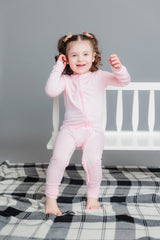 Bamboo Sugar Pink Zip Sleeper by The Honey and Bro Co. - Front View