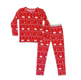 Red Bamboo Christmas Polar Bear Toddler Pajamas by Bellabu Bear - Detail View