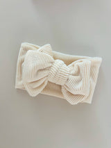 CHUNKY VELVET RIBBED BOW HEADBAND - Front View