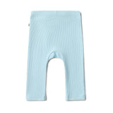 Baby Blue Organic Cotton Rib Pants - On Baby Front