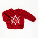 Snowflake Red Crew Neck Sweater for Baby & Toddler by Huggalugs - Front View