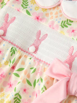 Easter Bunny Embroidery Smocking Cute Baby Girl Romper by Rylee Faith Designs - Detail View - Easter Baby Clothing