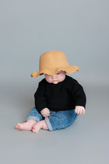 Straw Baby Sun/Beach Hat by The Honey and Bro Co. - Front View