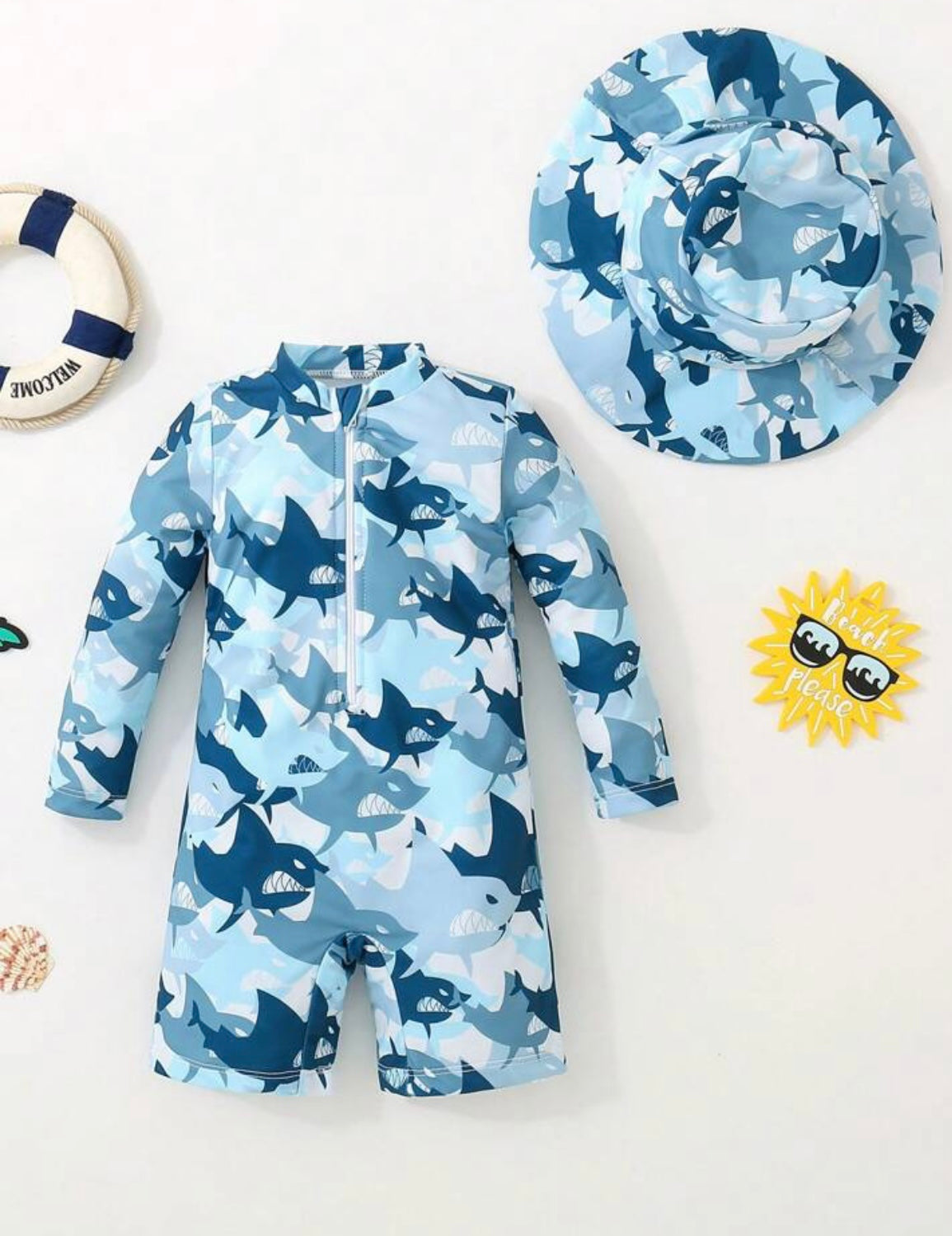 Shark Bait Swim Set by The Honey and Bro Co. - Front View