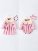 Purple Lace Collar Sister Set - Romper & Dress by Rylee Faith Designs - Main View - Baby Girl Clothing