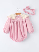 Purple Lace Collar Sister Set by Rylee Faith Designs - Flat Lay - Baby Girl Clothing