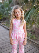Pink Groove Floral Pant Set | Girls by Adorable Sweetness - Side View