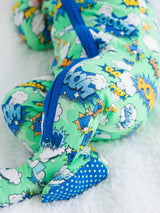 Comic Book Superhero Bamboo Footed Pajamas by RuffleButts + RuggedButts - Detail View