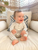 Black Stripe Baby Outfit Set by Stroller Society - Flat Lay