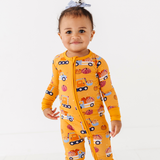 Let the Gourd Times Roll Convertible Bamboo Baby Footie with Grips by Kiki + Lulu - Front View