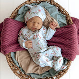 White Rabbit Organic Cotton Zip Footie Sleepsuit by Snuggle Hunny - Detail View - Easter Baby Clothing