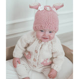 FLOWER BUNNY BEANIE ROSY by Huggalugs - Back View - Easter Baby Clothing