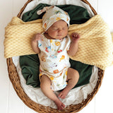 Beach Fun print organic cotton short sleeve bodysuit front view
