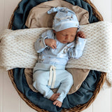 Baby Blue Organic Cotton Rib Pants - Rib Texture Detail
