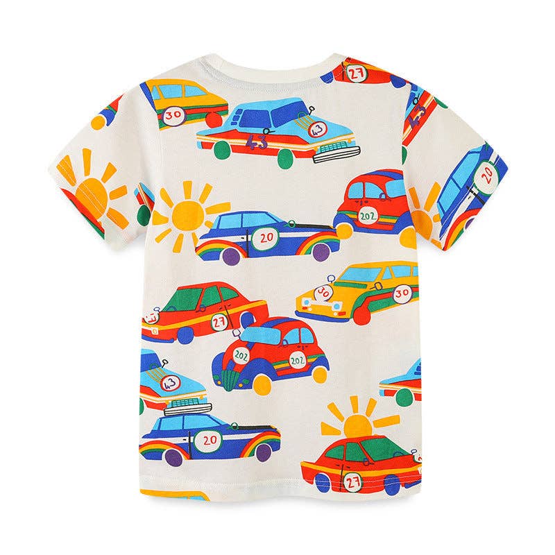 Boys cartoon print cotton short sleeve summer t-shirt - view 2 for toddlers 2Y-5Y