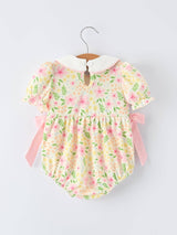 Easter Bunny Embroidery Smocking Cute Baby Girl Romper by Rylee Faith Designs - Back View - Easter Baby Clothing
