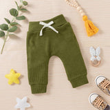 3pcs Solid Ribbed Long-sleeve and Trouser Set by PatPat - Additional View