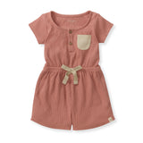 Dusty Rose Organic Cotton Waffle Knit Romper by The Honey and Bro Co. - Front View