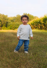 Long Sleeve Tee - Gray Stripe by Orcas Lucille - Front View