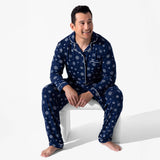 Family Matching Snowflake Bamboo Men's Pajama Set - Front View