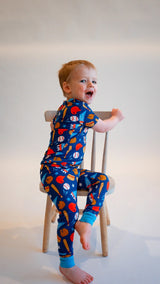 Baseball Bamboo Two-Piece Pajamas | Kids by The Honey and Bro Co. - Detail View