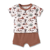 Boy's Southwest Tee & Shorts Set – Cactus Trails Bamboo by The Honey and Bro Co. - Detail View
