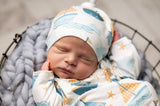 Blue Sail Boat Baby Gown and Hat Set | Infant Unisex by Adorable Sweetness - Detail View