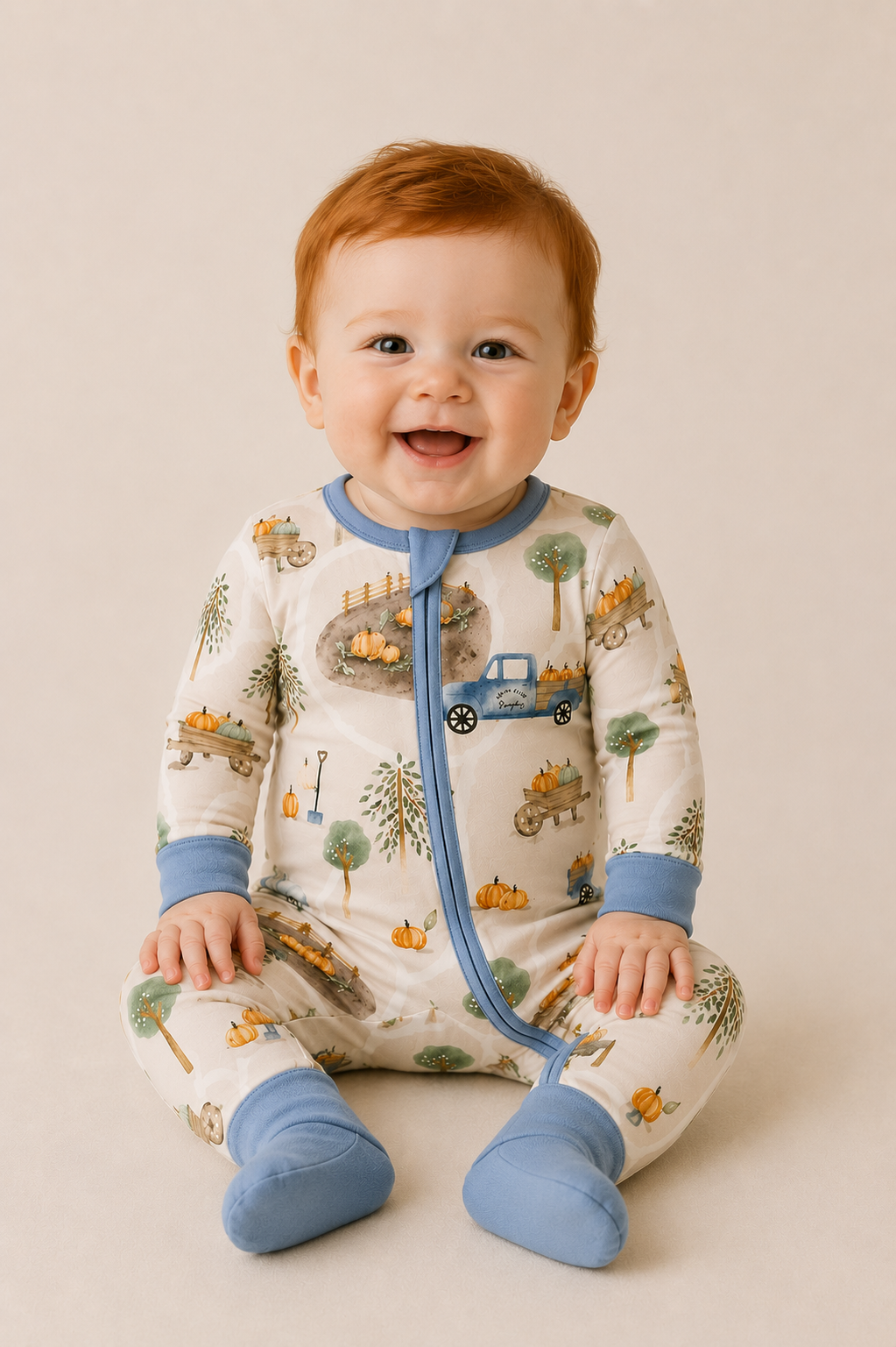 Harvest Haul Zinza convertible baby zippy pajama by The Honey and Bro Co.