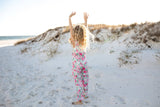 Mint Pink Floral Ruffle Jumpsuit - Ruffle Sleeve Detail