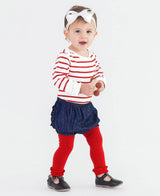 Red Footless Ruffle Tights | Girls by RuffleButts + RuggedButts - Back View