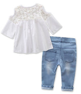 Lace Blouse & Jeans Set - Back View