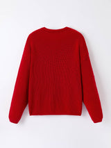 Girls' Red "Merry" Christmas Pullover Sweater - Festive Winter Holiday Knit for Kids by Rylee Faith Designs - Size Comparison