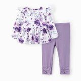 Sweet Big Flower Flutter Sleeve Set by PatPat - Detail View