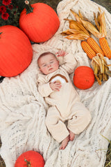 Baby Rainbow Waffle Jumper Beige - Front View by PatPat