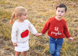 Kids Cozy Pumpkin Crew Neck Cotton Sweater - Festive & Warm by Huggalugs - Detail View