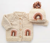 Mauve Rainbow Knit Beanie Hat by The Honey and Bro Co. - Back View