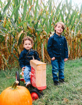 Navy Blue Cotton Button-Down Shirt – Baby & Toddler by The Honey and Bro Co. - Front View