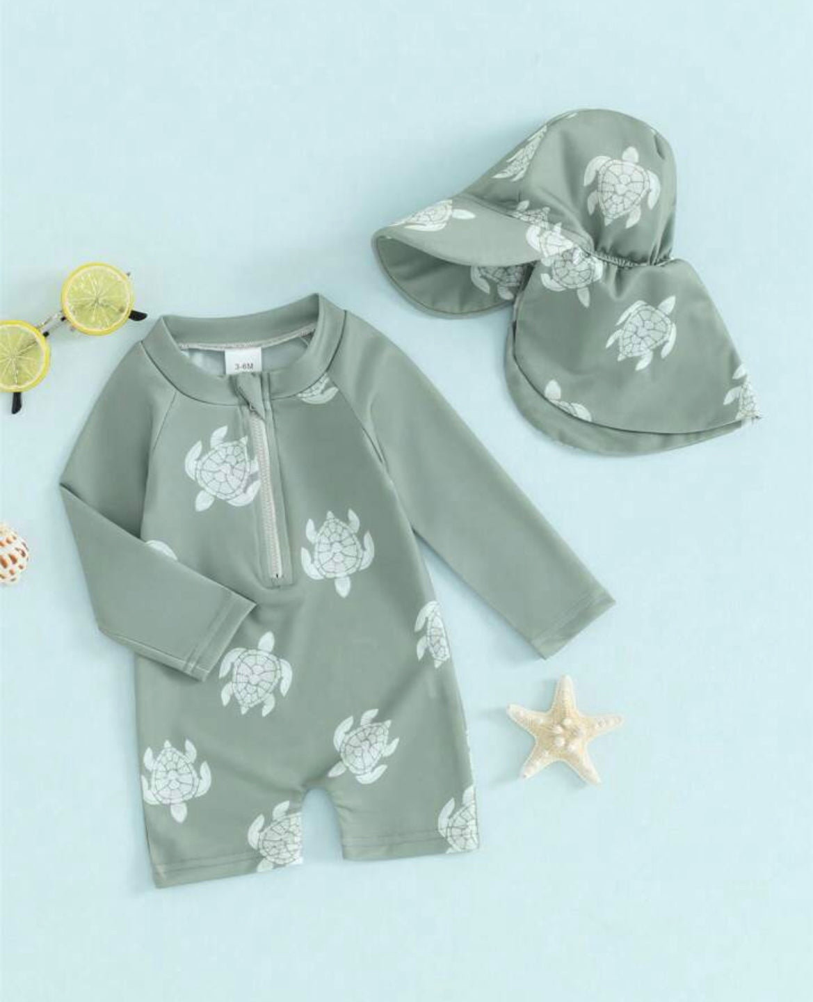 Totally Turtle Swim Set by The Honey and Bro Co. - Front View